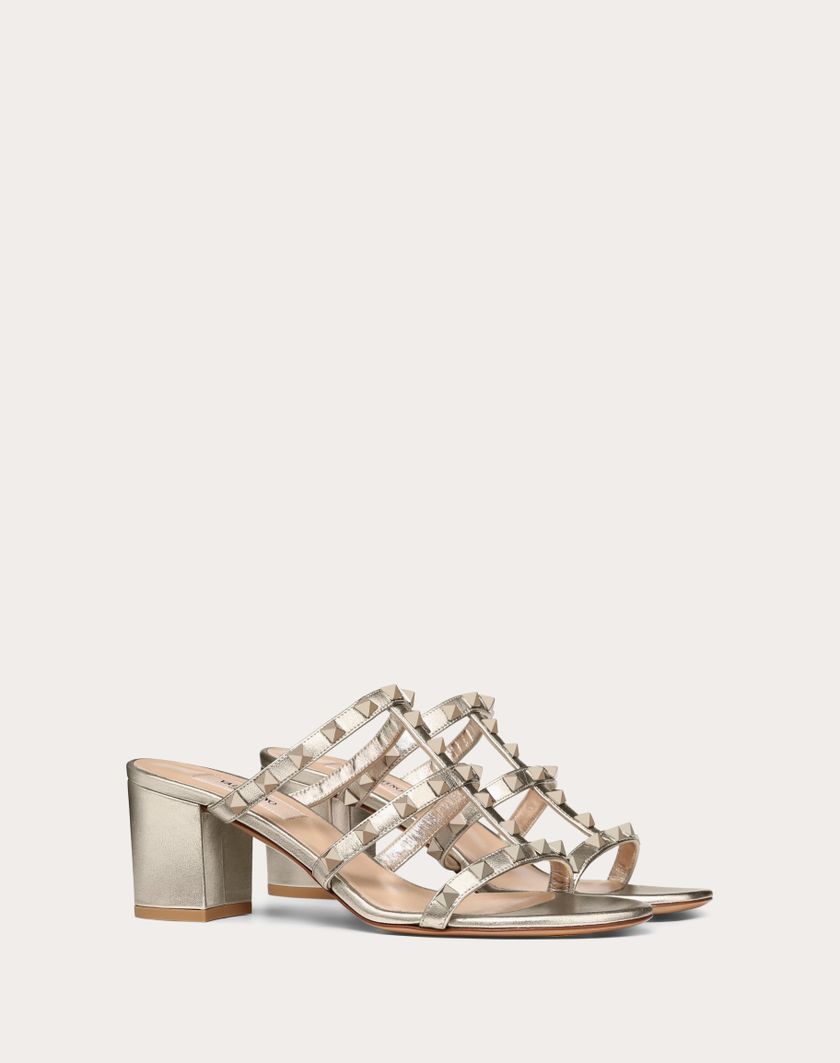 ROCKSTUD METALLIC CALFSKIN LEATHER SLIDE SANDAL 60 MM - Image 1